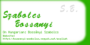 szabolcs bossanyi business card