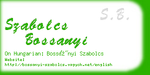 szabolcs bossanyi business card